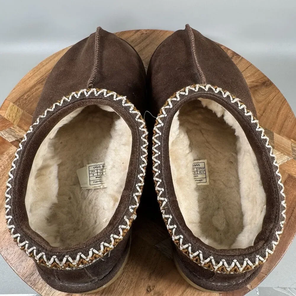 UGG Tasman Clogs Womens 9 Brown Suede Shearling Slippers Comfort Shoes - Picture 5 of 7